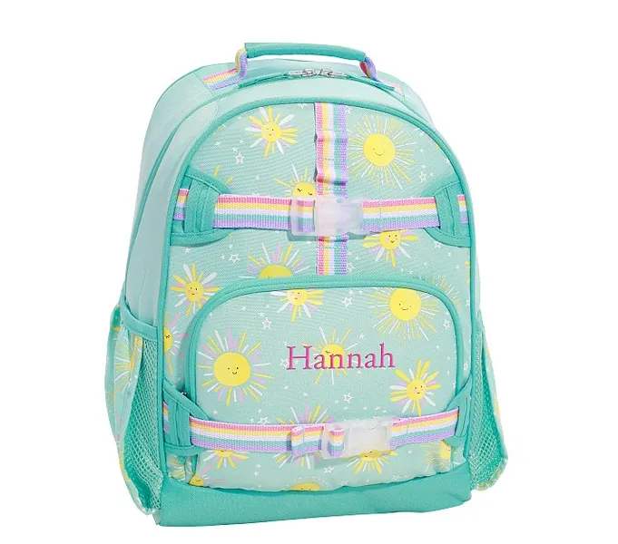 Mackenzie Aqua Sunshine Glow-In-The-Dark Backpacks | Pottery Barn Kids