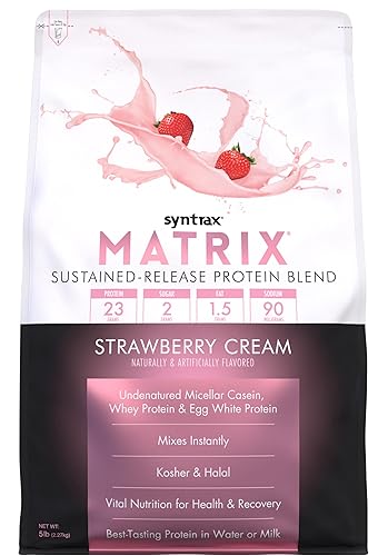 Syntrax Nutrition Matrix Protein Powder, Sustained-Release Protein Blend, Strawberry Cream, 5 lbs - Strawberry Cream - 5 Pound