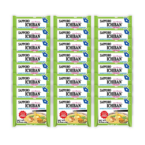 [SAPPORO ICHIBAN] Ramen Noodles, Chicken Flavor, No. 1 Tasting Japanese Instant Noodles (3.5 Oz./ 99.2 g) | 24 Pack - Chicken - 3.5 Ounce (Pack of 24)