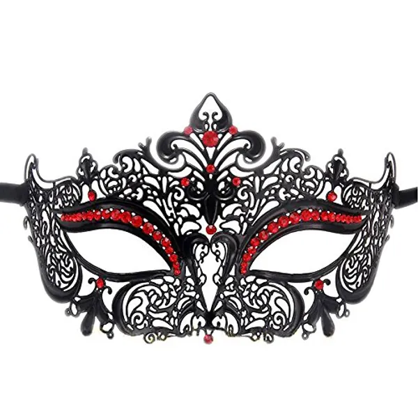 Seglorwy Womens Masquerade Mask Metal Rhinestone Venetian Halloween Christmas Evening Prom Ball Party Mask