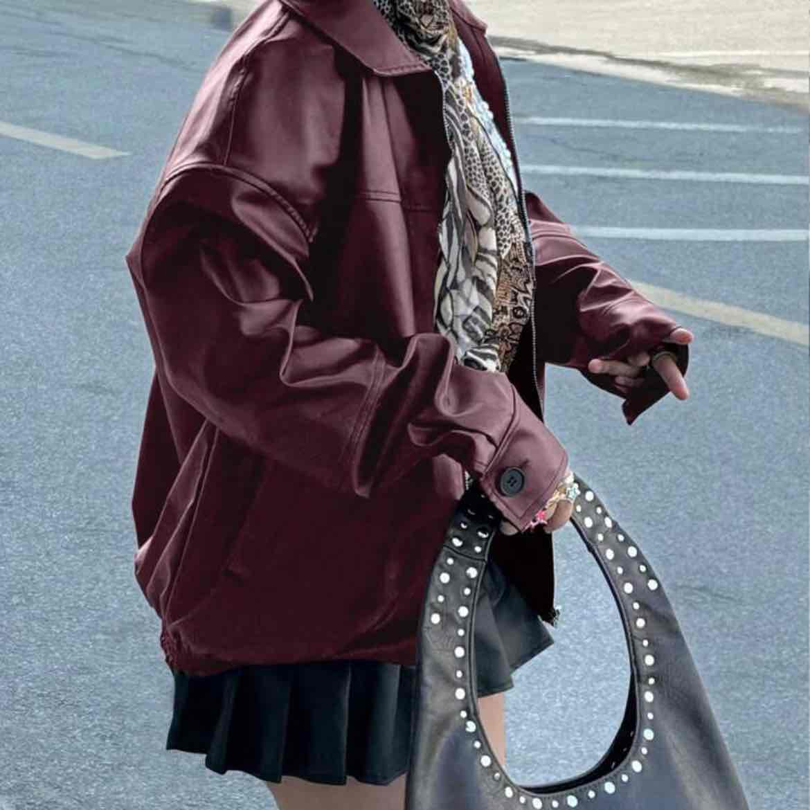 INAWLY SHEIN Bubbli Jaqueta De Manga Comprida Com Ajuste Solto Para Outono/Inverno, Estilo Motocicleta Para Mulheres