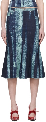 Blue Gaudi Midi Skirt
