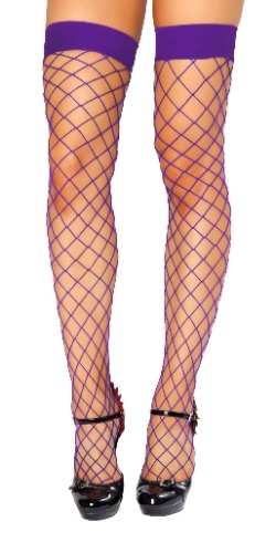 Roma Hosiery Stc207 - Thigh Highs Fishnet Stockings - Purple / One Size
