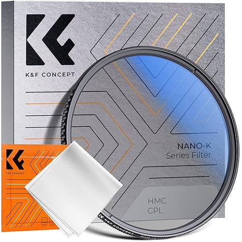 K&F Concept 82mm Circular Polarizer Filter Ultra-Slim 18 Multi-Coated Optical Glass Circular Polarizing Filter for Camera Lenses with Cleaning Cloth (K Series) - 82mm
