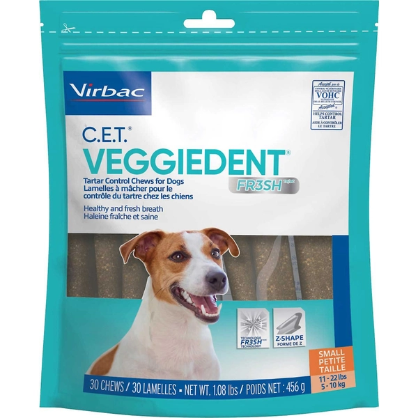 Virbac C.E.T. VeggieDent Fr3sh Dental Chews for Small Dogs