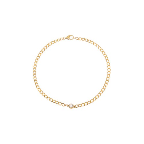 Diamond Bezel Cuban Link Bracelet 14K - 14K Gold