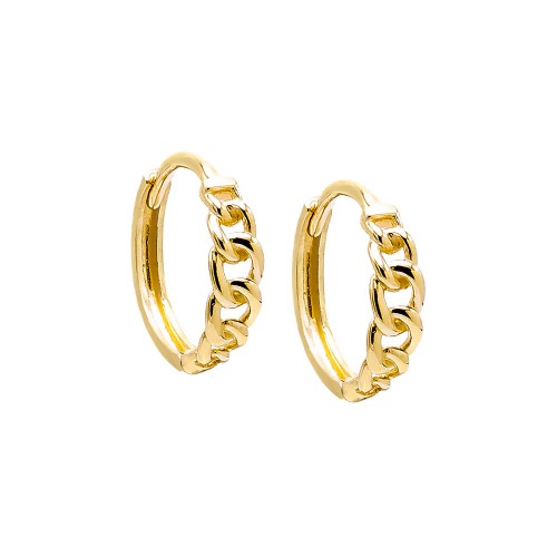 Solid Graduated Cuban Link Huggie Earring 14K - 14K Gold