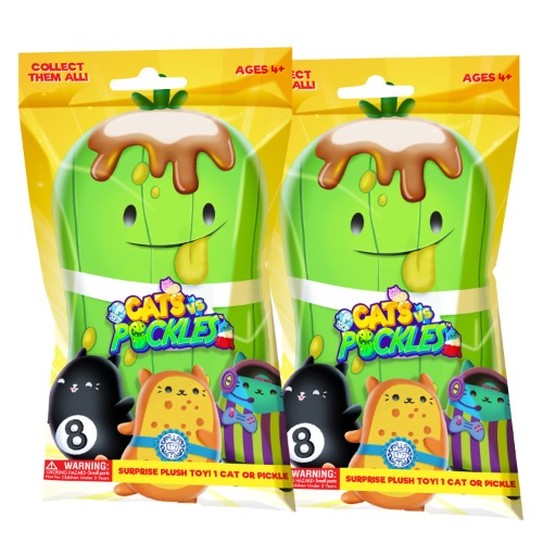 Cats vs Pickles - 2pk - Mystery Bags - Gold Wave - 4" Bean Filled Plushies! Great for Stocking Stuffers, Advent Calendars,, or Sensory Toys for Kids, Boys, & Girls. - 2pc - Gold Wave