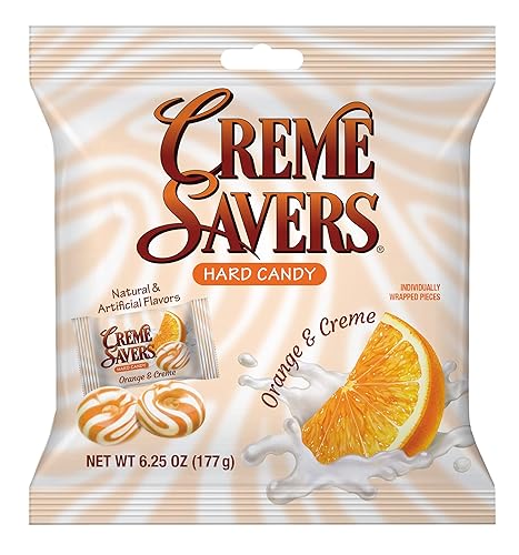 Creme Savers Orange and Creme Hard Candy | The Taste of Fresh Orange Swirled in Rich Cream | The Original Classic Creme Savers Brought To You By Iconic Candy | 6.25oz Bag (12 Count) - Orange and Creme - 6.25 Ounce (Pack of 12)