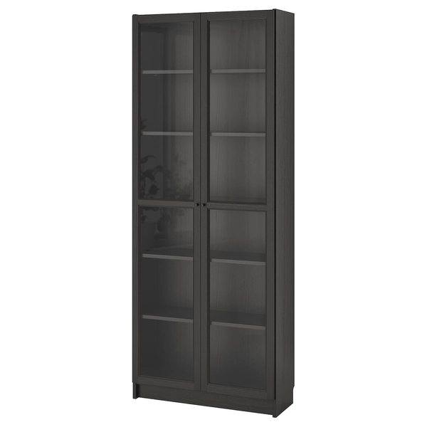 BILLY / OXBERG Bookcase - black-brown 31 1/2x11 3/4x79 1/2"