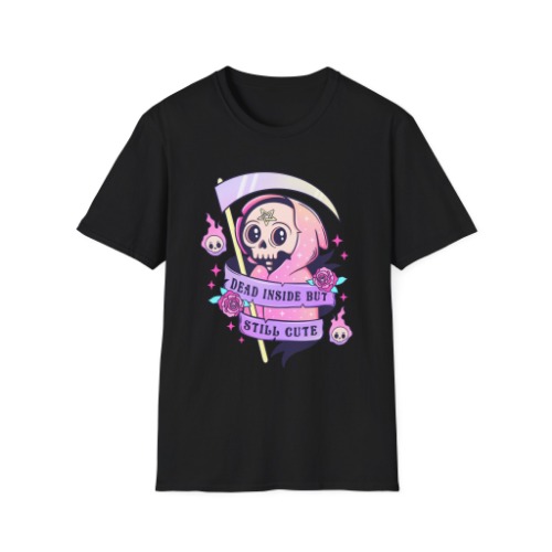Dead inside but still cute, Softstyle T-Shirt, Halloween, kawaii, up to 5XL - M / Black