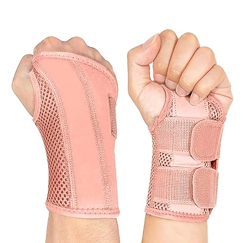 NuCamper Wrist Brace Carpal Tunnel Right Left Hand for Men Women, Night Wrist Sleep Supports Splints Arm Stabilizer with Compression Sleeve Adjustable Straps,for Tendonitis Arthritis Pain Relief (Right, Small/Medium (Pack of 1)) - Left and Right Hand-Pink Large/X-Large (Pack of 2)