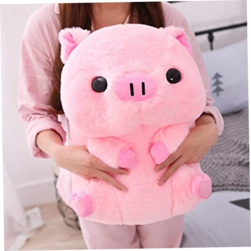 NOPEILVI Pig Plush Doll Pink Sitting Big Head Pig Stuffed Animal Toy Kids Sleeping Companion Appease Doll 40cm
