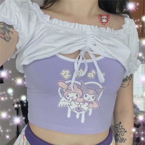 Kawaii Friends Crop Top | Lavender / M