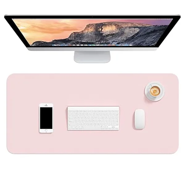 Hsurbtra Desk Pad, 75 x 37 cm PU Leather Desk Mat, XL Extended Mouse Pad, Waterproof Desk Blotter Protector, Ultra Thin Large Laptop Keyboard Mat, Non-Slip Desk Writing Pad for Office Home, Pink - Pink - 75*36.5cm