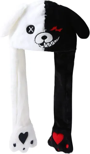 dressfan Anime Monokuma Bear Hat Moving Ears,Plush Animal Black White Bear Ears Hat Jumping Cap Funny Cosplay Birthday Christmas Easter Gifts Novelty Women Girl Boy : Amazon.co.uk: Fashion