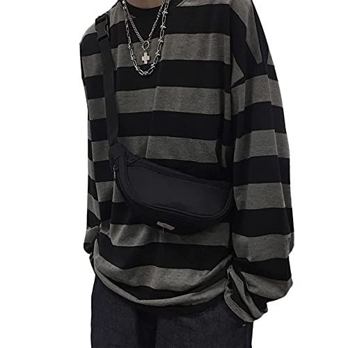 Oversized Stripe Casual Long Sleeves Crewneck
