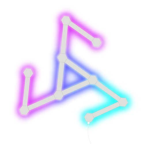 Hexiher Lines Smart RGB LED Wall Lights Sync to Music,9 Light Bars and 9 Hexagon Lights Work with Alexa and Google Assistant for Gaming Room, Home Decor. - Line Lights