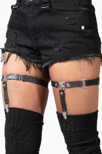 Star Strapped Garters | L-XXL / Black / 100% PU