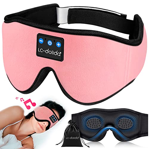 Sleep Mask Bluetooth, Sleep Headphones Music Eye Cover Headsets Travel Built-in HD Ultra Soft Thin Speakers Microphones For Side Sleeper Airplane,Personalised Gifts Men Women Mom Dad Unisex (Sleep Mask -Pink) - Sleep Mask -Pink