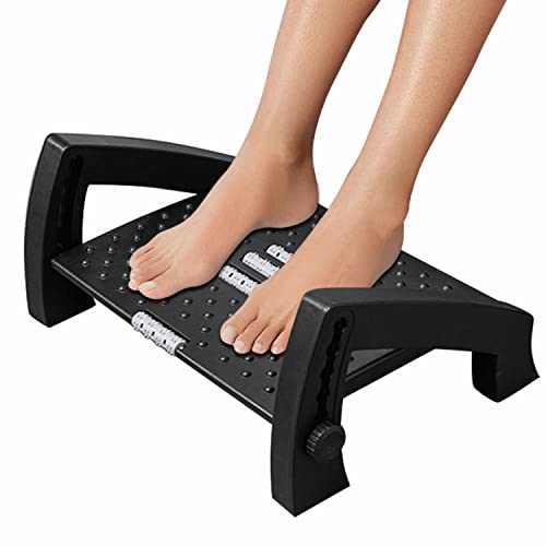 Foot Rest for Under Desk at Work,6 Height Adjustable Footrest with Massage Particle and Roller,Ergonomic Foot Rest for Home,Office,School
