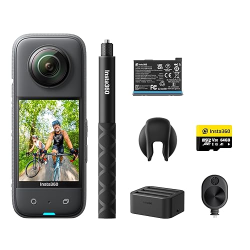 Insta360 X3 Ultimate Kit - 360 Action Camera with 5.7K 360 Active HDR Video, 4K Single-Lens Camera, Waterproof, FlowState Stabilization, 2.29" Touchscreen, AI Editing, for Motorcycle, Wintersports - Ultimate Kit