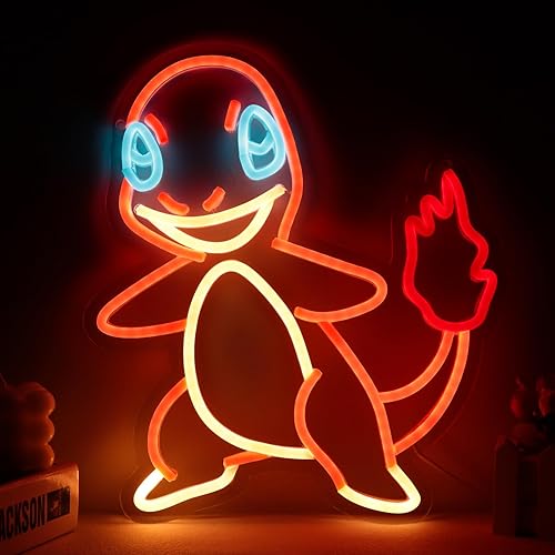 WonderfulLife Anime Fire Dragon Neon Sign for Pocket Monster Game Zone Man Cave Bar Living Room Decor kawaii Cartoon Character is a Great Gift for Pokmon Fans. - dragon
