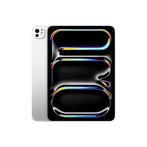 Apple iPad Pro 11-Inch (M4): Built for Apple Intelligence, Ultra Retina XDR Display, 256GB, 12MP Front/Back Camera, LiDAR Scanner, Wi-Fi 6E + 5G Cellular, Face ID, All-Day Battery Life — Silver - Wi-Fi + Cellular - 256GB - Silver - Standard Glass