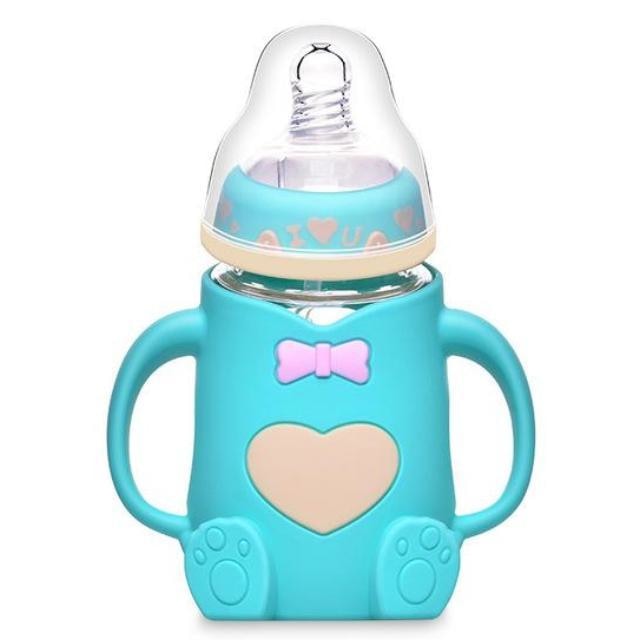 Baby Bear Glass Bottle - Blue