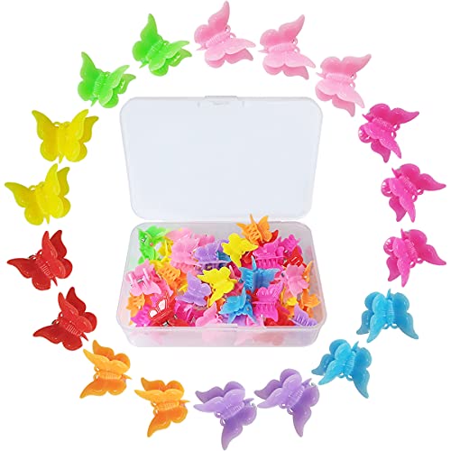 50 Packs Butterfly Hair Clips, Assorted Color Mini Hair Jaw Clips Claw Clips for Girls Women Kids Baby with Box Package