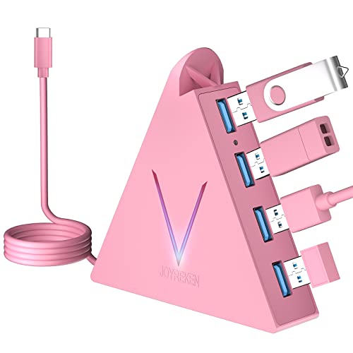USB C Hub 4 Ports, JoyReken USB C to USB Hub with 4 USB 3.0 Ports for MacBook Pro/Air 2020/2019,iPad Pro,Chromebook,XPS,Galaxy S21 S20, and More (Pink) - Pink
