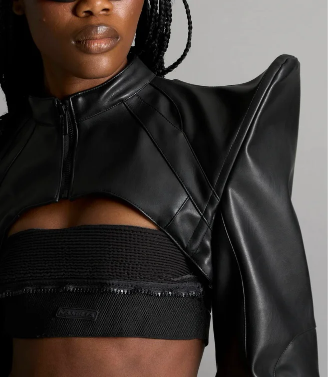 spiked leather bolero jacket