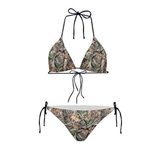 Jndtueit Leopard Triangle Bikini Set for Women, Swimwear Top for Large Bust, Tie Two Sides Bottom Triangle Bikinis Swimsuits - XX-Large - Camo Hunting