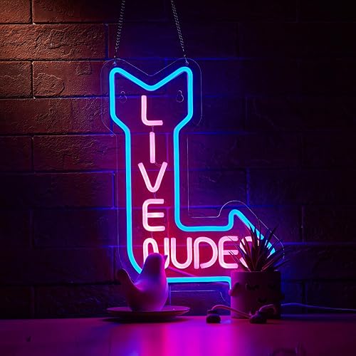 Neon Sign for Wall Decor Man Cave Bar Beer Home Art Neon Light LED Neon Lights Signs with Dimmer for Bedroom Office Hotel Pub Recreation Room Sign(15X13inches) - Blue+Pink