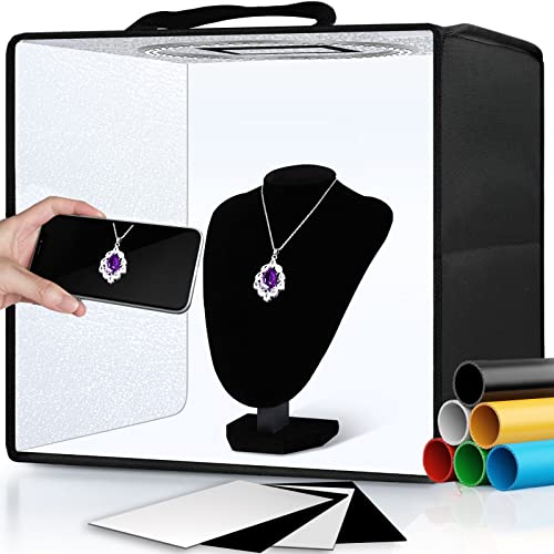 Glendan Portable Photo Studio Light Box,12"x12" Professional Dimmable Shooting Tent Kit with 112 LED Lights & 6 Backdrops for Jewelry and Small Items Product Photography - 12*12 Inch