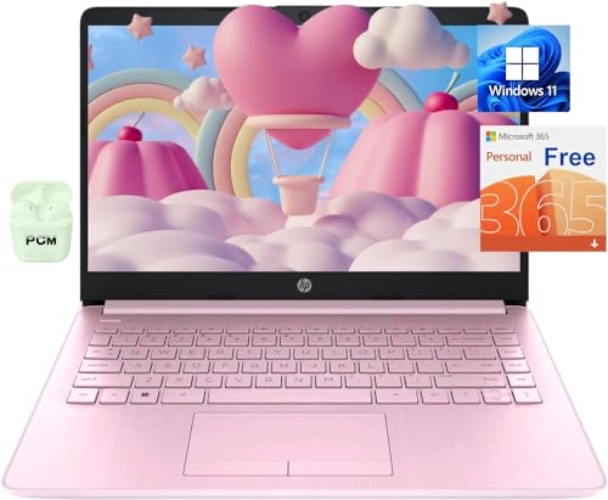 HP Stream Laptop, 14 inch HD Screen, Intel Celeron N4020 Processor, 16GB RAM, 320GB Storage(64GB eMMC+256GB USB), Windows 11, 1-Year Office 365, HDMI, Wi-Fi, USB-C, Webcam, Pink, PCM - 16GB RAM | 320GB Storage - Pink