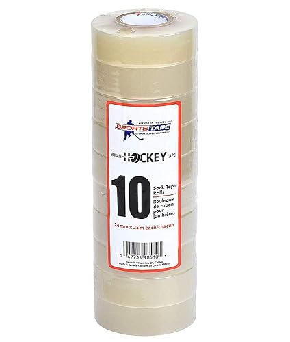 Sports Tape SportsTape Clear Hockey Tape - for Socks and Gear, Easy to Stretch and Tear (10 Pack), One Size
