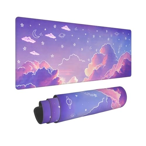 Cartoon Clouds Mouse Pad XL Large Gaming Mouse Pad Long Desk Pad Mousepad, 31.5 X 11.8 Inch - pastel5 - One Size