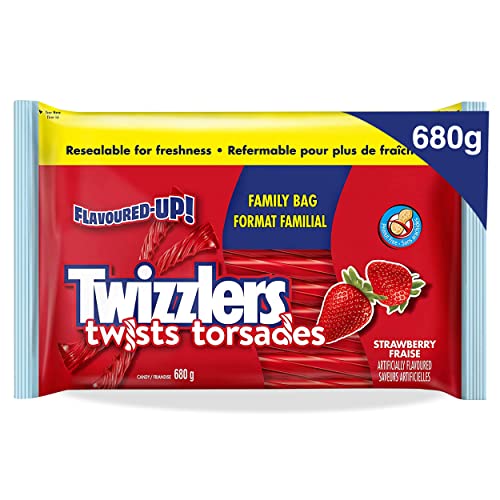 TWIZZLERS Licorice Candy, Strawberry Twists, Family Bag, Bulk Candy to Share, 680g - Twizzlers Twists