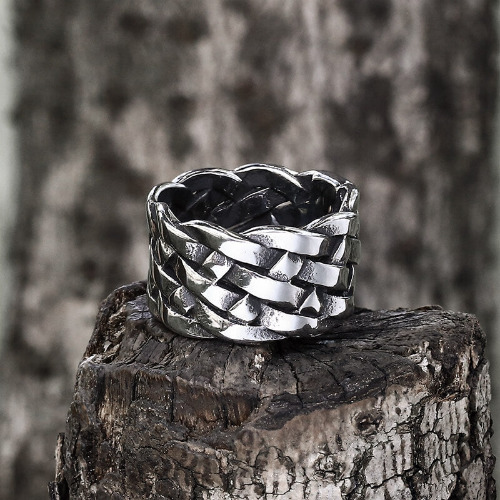 Minimalism Braided Stainless Steel Ring - B / 10
