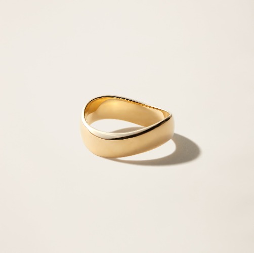 14k Solid Gold Curved Ring - Yellow Gold / 8