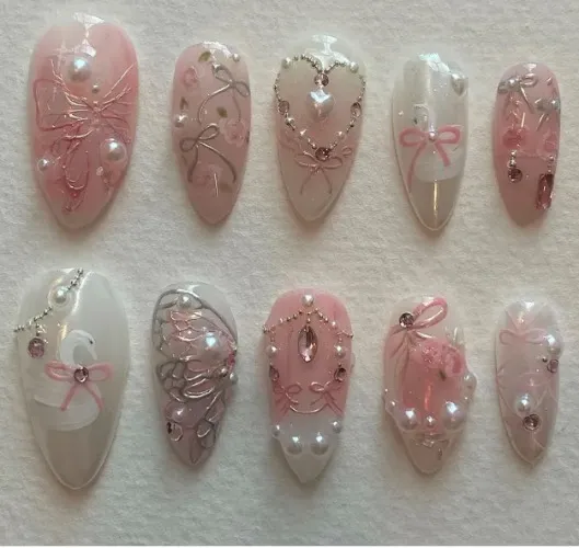 Dreamy Rose Nails, Handmade by Stardust Designs