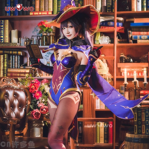 【In Stock】Uwowo Game Genshin Impact Plus Size Cosplay Mona Megistus Astral Reflection Costume Cute Enigmatic Astrologer Bodysuit - 【In Stock】Set A(Costume) S