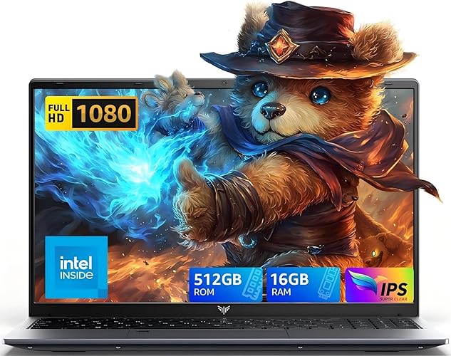 15.6" Laptop Computer with Processor(Up to 3.6GHz), 16GB RAM 512GB SSD Laptop, Windows 11 Pro Traditional Gaming Laptops with FHD Screen, Webcam, Light&Thin, HDMI, Type-C, USB3.2 - Dark Gray