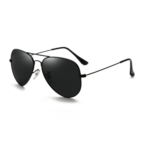 Bio-th Polarized Aviator Sunglasses for Women Men UV Protection Metal Mirror Frame - **Black Gray - 58 Millimeters