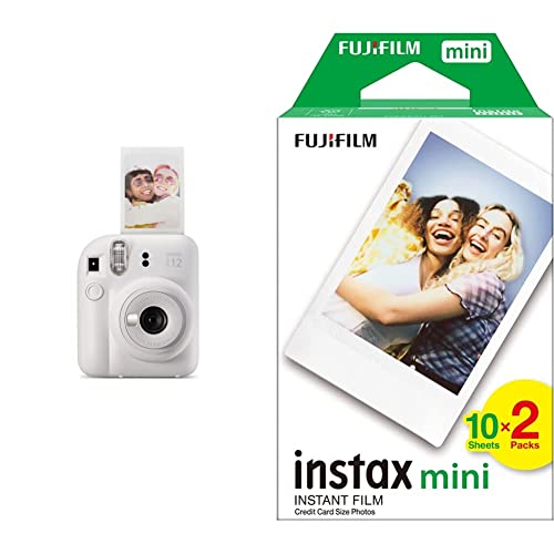 INSTAX Mini 12 Sofortbildkamera Clay-White + Mini Film Standard (20/PK) - Clay-White - mit Instant Film (20 Blatt)