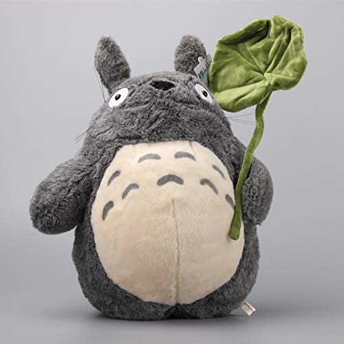 uiuoutoy Totoro Plüsch Kissen Katze Kuscheltier Stofftier Sofa Dekokissen Anime Baumwolle Spielzeugkissen Geschenk (Totoro with Leaf) - Totoro With Leaf