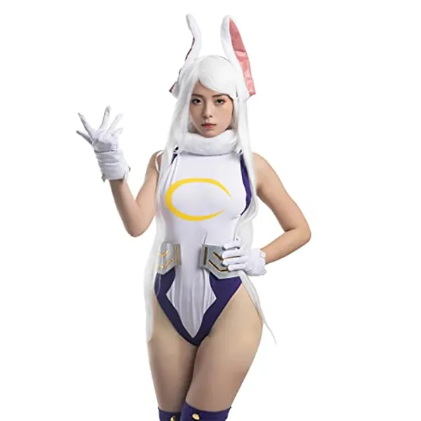Nuoqi Miruko Cosplay MHA Rabbit Hero Mirko Cosplay Bunny Costume Bodysuit Bunny Hero Suit S/M