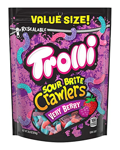 Trolli Sour Brite Crawlers, Very Berry, Sour Gummy Worms, 28.8 Ounce Resealable Bag - Very Berry - 28.8 Ounce