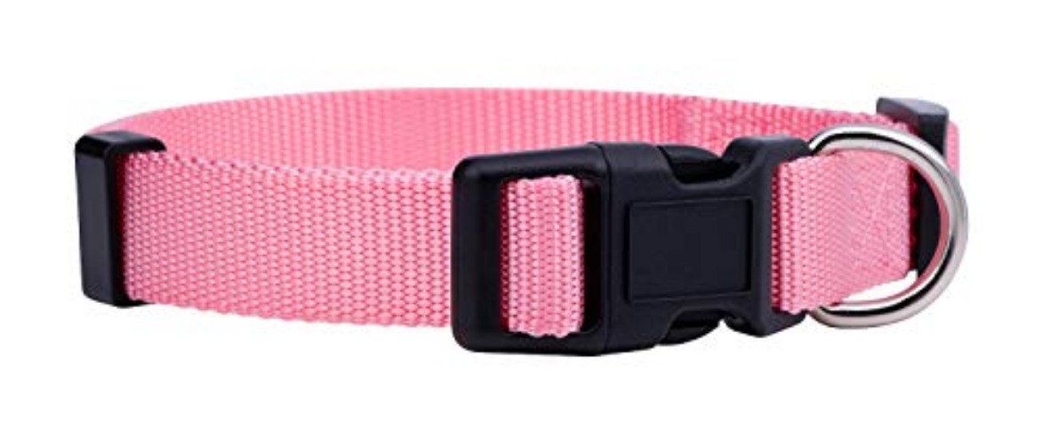 Native Pup Basic Nylon Dog Collar, Adjustable for Small, Medium, Large pet and Puppies Accessories, Cute Colors for Male, Female, boy, Girl, Puppy (Medium, Pink) - Medium (Pack of 1) - Basic Pink